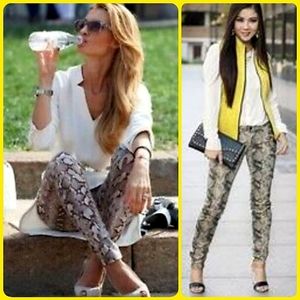 CAbi Diamondback Snake Print Skinny Jeans